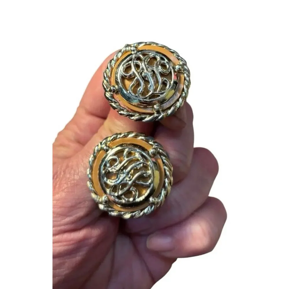Vintage Cufflink Lot Mens Gold Tone Modernist Retro Deco Some Signed Mixed